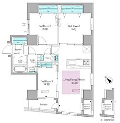 アーバネックス日本橋馬喰町2 10階3LDKの間取り