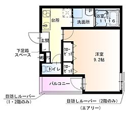 フジパレス上野芝 1Kの間取図画像
