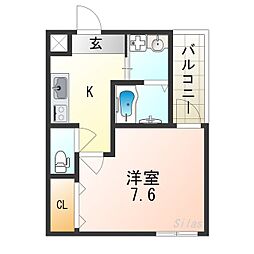 フジパレス東加賀屋 1Kの間取図画像