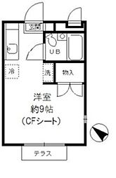 リヴェール高井戸 1階ワンルームの間取り