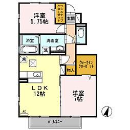 京王相模原線 京王多摩センター駅 バス10分 一本杉公園下車 徒歩2分の賃貸アパート 1階2LDKの間取り