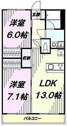 リリーヴィレッジCREST 2LDKの間取図画像