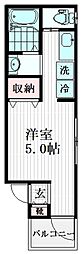 MELDIA鐘ヶ淵II 1階ワンルームの間取り