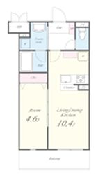 尼崎市南武庫之荘2丁目アパート 1LDKの間取図画像