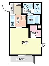 オーロラハイツ小向A棟 1Kの間取図画像