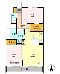 スプリングコート・和 2LDKの間取図画像
