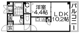 マンショングレース 1LDKの間取図画像