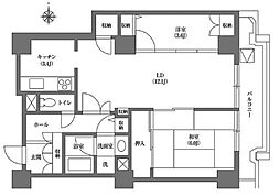 文京グリーンコートビュータワー本駒込B棟 1LDKの間取図画像