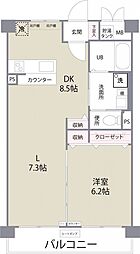 カーサリナート東比恵 1LDKの間取図画像