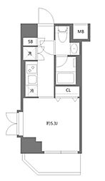 プレミアムキューブ新中野 1Kの間取図画像