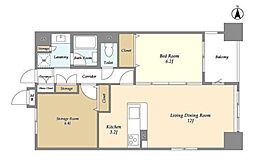 レクセルマンション上野松が谷 5階1SLDKの間取り