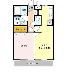 グランシャリオII棟 2階1LDKの間取り