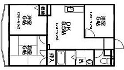 平和マンション 2階3DKの間取り