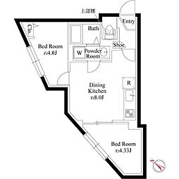 エルファーロ明大前III 1階2DKの間取り