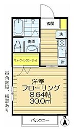 ディアコート 1階1Kの間取り