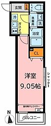 エスパーダ川口芝 1Kの間取図画像