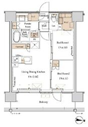 ブランシエスタ木場 7階2LDKの間取り