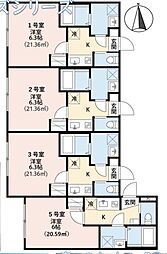 Crecia二宮 3階1Kの間取り
