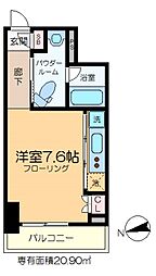 カスタリア門前仲町2 ワンルームの間取図画像