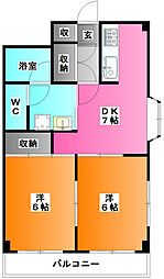 カーサしんちば 2DKの間取図画像