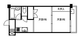 グロリアスマンション新河岸一号館 2Kの間取図画像
