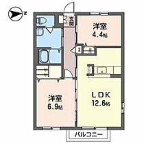 フレグランスＪＵＮ 202 ｜ 宮城県名取市上余田字千刈田844-6（賃貸アパート2LDK・2階・55.20㎡） その2