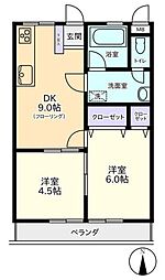 井上ドエル 2DKの間取図画像