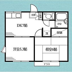 ブリーズ町田木曽 1階2DKの間取り
