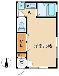 グリーンハイツ 1Kの間取図画像