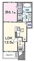 リコルディ 1階1LDKの間取り