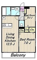 リブリ・ロイヤルサクセス 2LDKの間取図画像