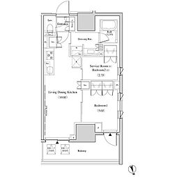 ザ・パークハビオ北千住 12階2LDKの間取り