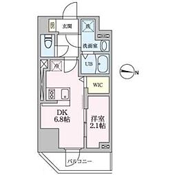 アーバンパーク扇大橋 8階1DKの間取り