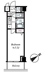 トーシンフェニックス日本橋兜町弐番館 1Kの間取図画像