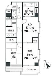 昭島コートエレガンスElle-C 2LDKの間取図画像