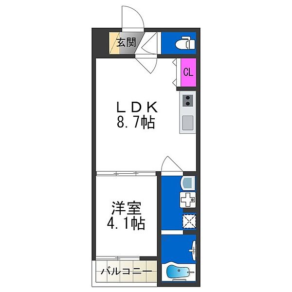 F asecia Kastalia ｜大阪府大阪市東住吉区湯里４丁目(賃貸アパート1LDK・2階・30.12㎡)の写真 その2