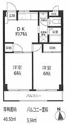 ハイツガーデン 2DKの間取図画像