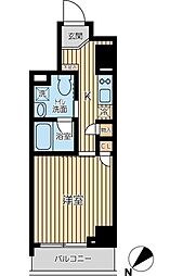 オーキッドレジデンス蔵前2 5階1Kの間取り