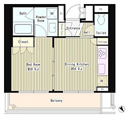 MMガーデン 4階1DKの間取り