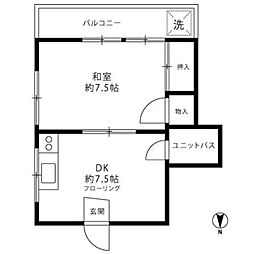 武田マンション 3階1DKの間取り