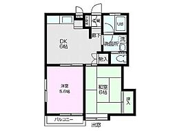 サン・エミリー 2DKの間取図画像