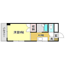 紅葉ハイツ 1Kの間取図画像