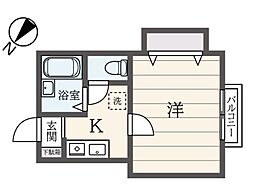グリーンリーフ白楽 1Kの間取図画像