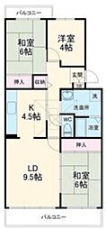UR都市機構コーポレート美原2号棟 3LDKの間取図画像