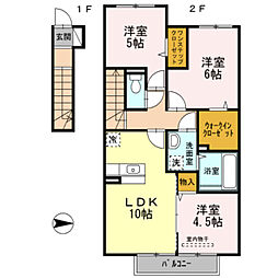 メゾン・モンテリベールVI 2階3LDKの間取り