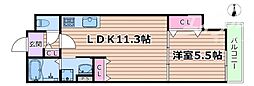 クリエオール別府 1LDKの間取図画像