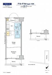 プラウドフラット墨田曳舟 1DKの間取図画像