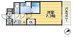 プレサンスKOBEアモーレ 1Kの間取図画像