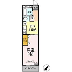 第一富来ハイツ 1DKの間取図画像