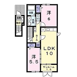 ラヴェル1 2LDKの間取図画像